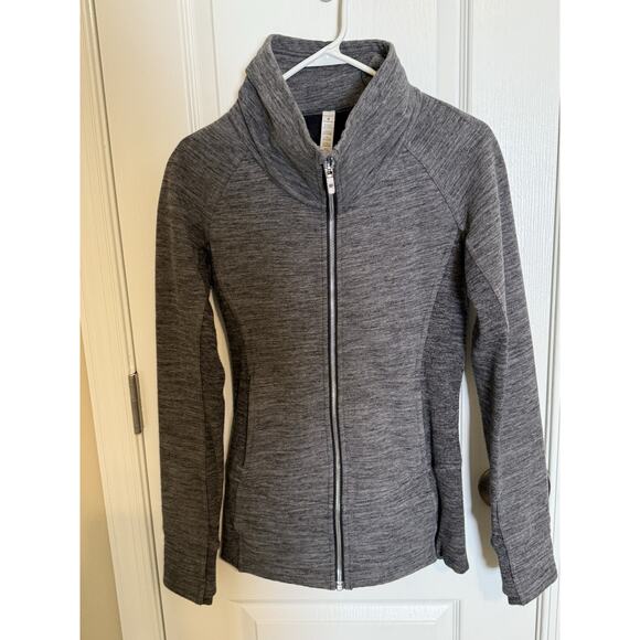 Lululemon Radiant Jacket II Full Zip Funnel Neck Heathered Core Dark Grey Size 4 - Picture 1 of 7